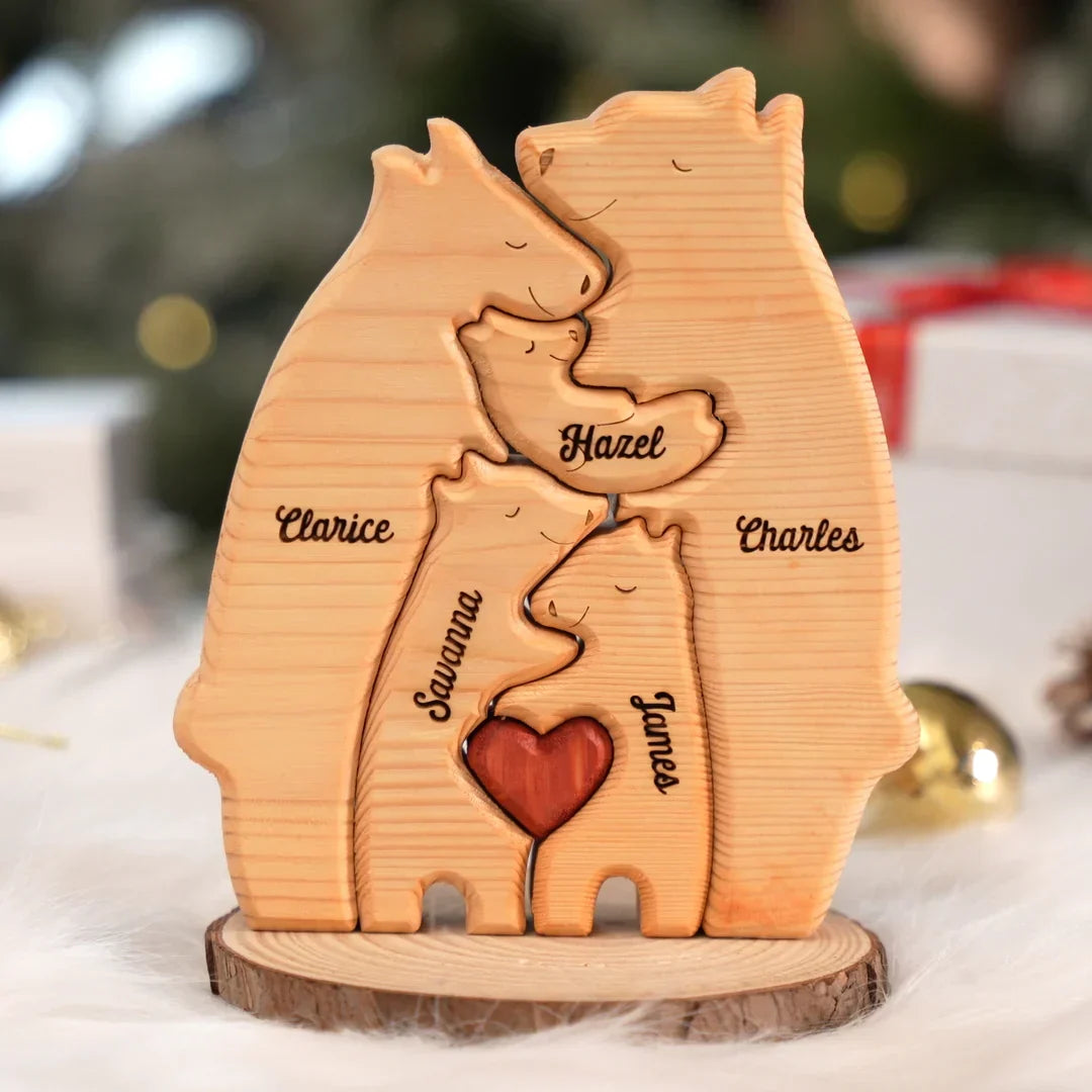 Personalized family wooden bear puzzle 